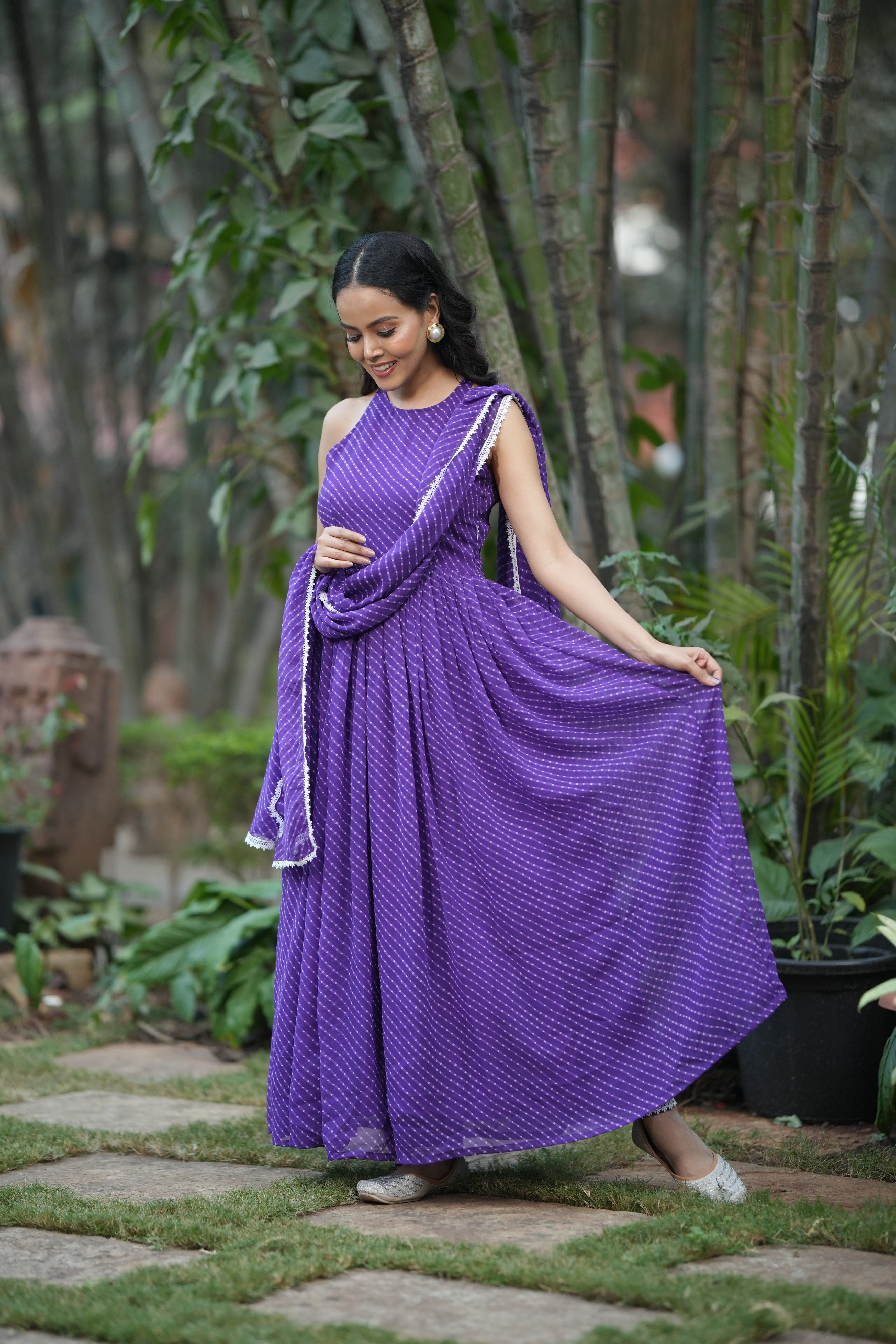Violet Veils Drape Anarkali